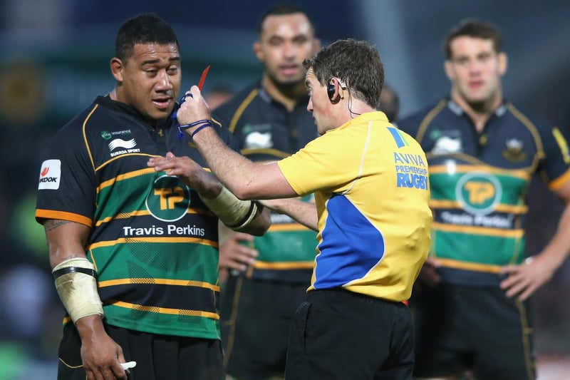 Ma'afu initially did his best to look innocent as the red card was shown by referee JP Doyle