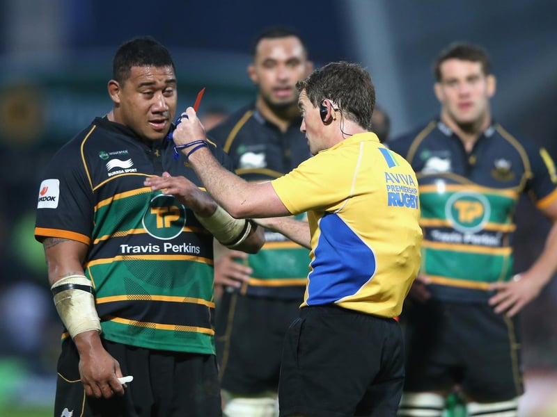 Ma'afu initially did his best to look innocent as the red card was shown by referee JP Doyle