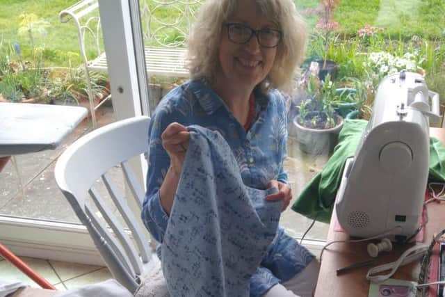 Lydia Pratley, from Blakesley, sewing drawstring bags for hospital staff. Photo: Healthwatch Northamptonshire