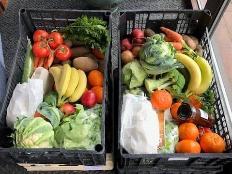 The fresh produce in the boxes