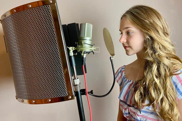 Tillie in her recording studio.
