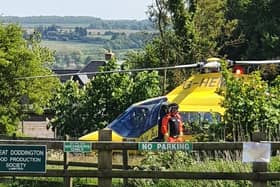 The air ambulance in Great Doddington today