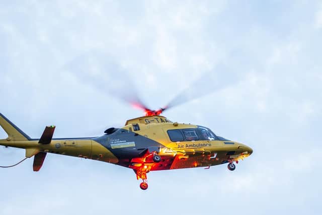 The air ambulance in flight