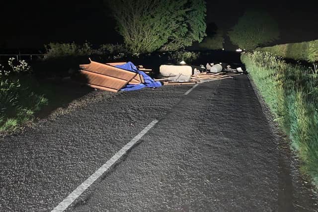 The fly-tipped items dumped on the back lane between Farndish and Wollaston
