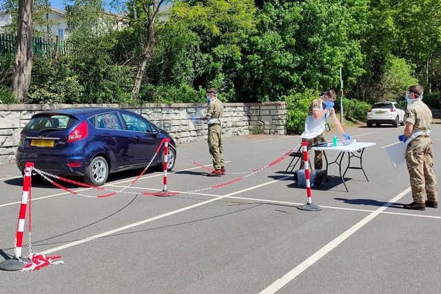 Desert Rats soldiers man one of Northamptonshire's Covid-19 testing stations