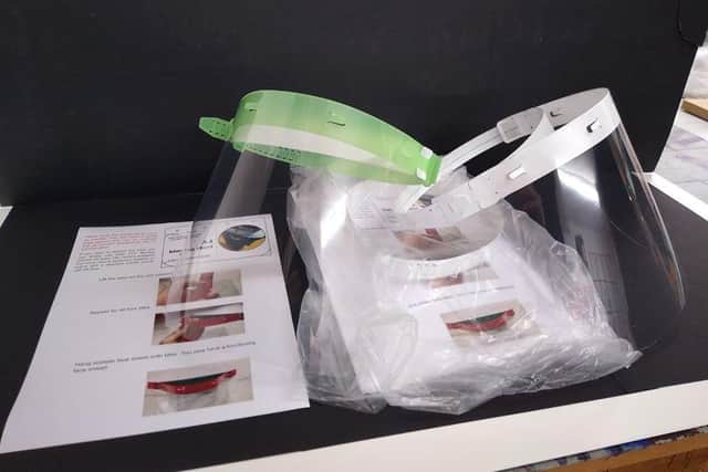 Some of the visors made by Wellingborough School's DT department