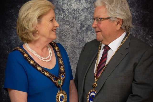 New mayor of Raunds Cllr Sylvia Hughes with her consort Cllr Dudley Hughes
