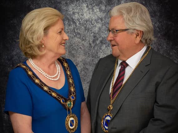 New mayor of Raunds Cllr Sylvia Hughes with her consort Cllr Dudley Hughes