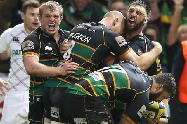 There was a roar of delight as Wood and 14-man Saints celebrated the try that took them to Twickenham