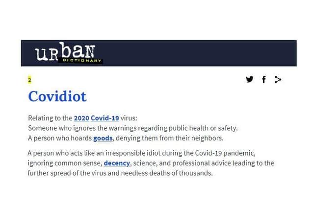 How the Urban Dictionary defines Covidiot