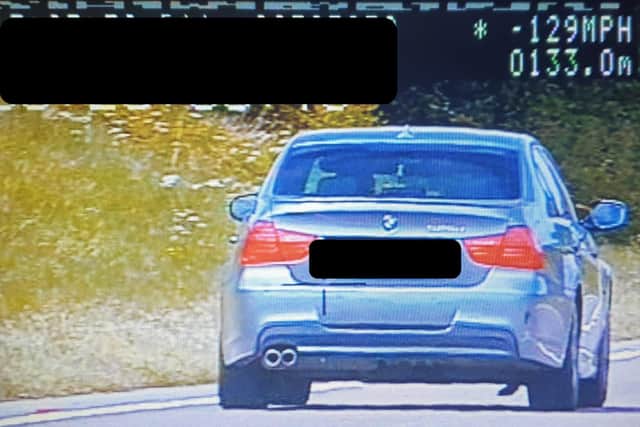 The BMW clocked at 129mph by speed cameras. Photo: Northamptonshire Police