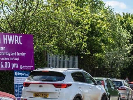 The queue to get into the Brixworth site on Monday