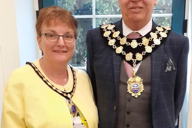 The outgoing mayor and mayoress of Higham Ferrers