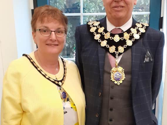 The outgoing mayor and mayoress of Higham Ferrers