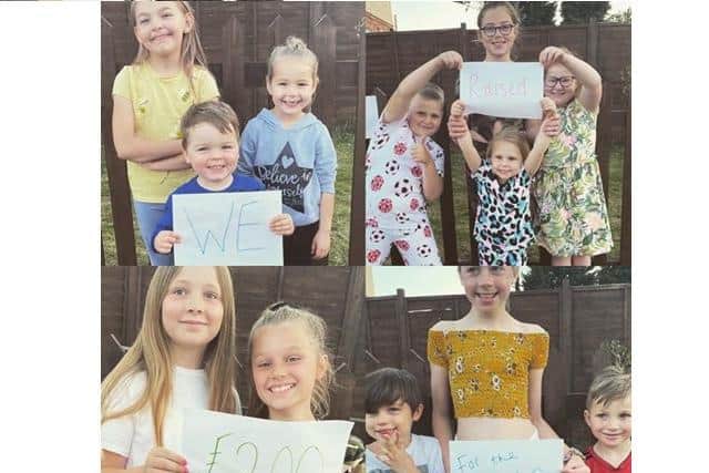 Clockwide from top left: Mia, 8, Noah, 3, and Grace, 6; Jack, 8, Eryn, 12, Annie, 4, and Shaya, 9; Lewis, 5, with cousins, Gabriella, 10, and Harrison, 5 and Tahlia 10 and Layla 8.