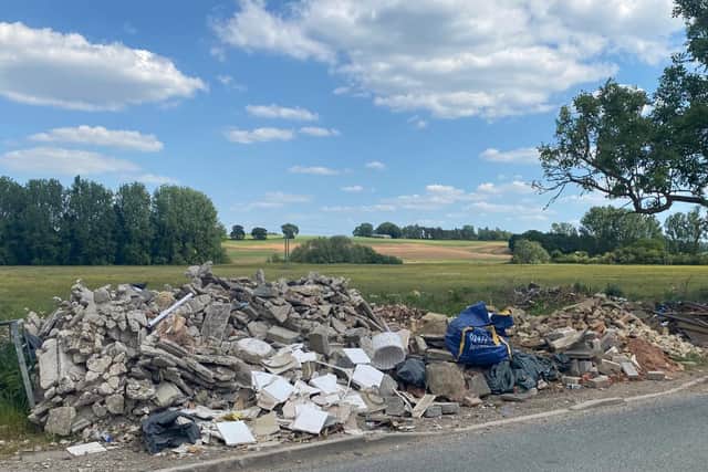 The huge pile of debris dumped in Finedon that was discovered by PCSO Paul Hurst