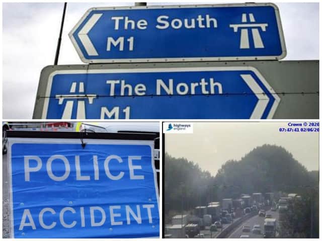 An accident is causing queues on the M1 this morning