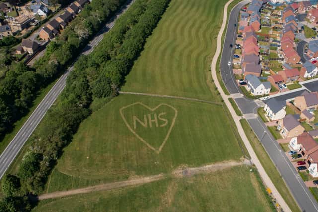 The NHS logo from the skies