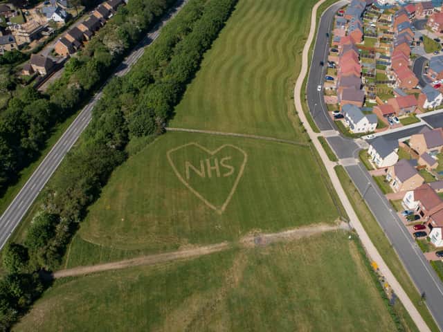 The NHS logo from the skies