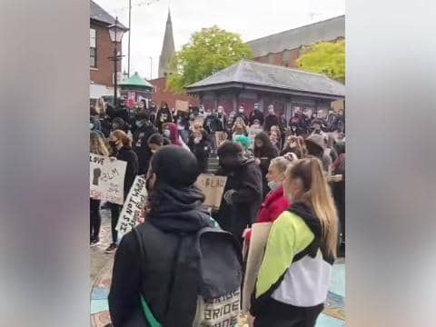 The BLM protest in Wellingborough attracted a large crowd. Photo from Mareks Kleins