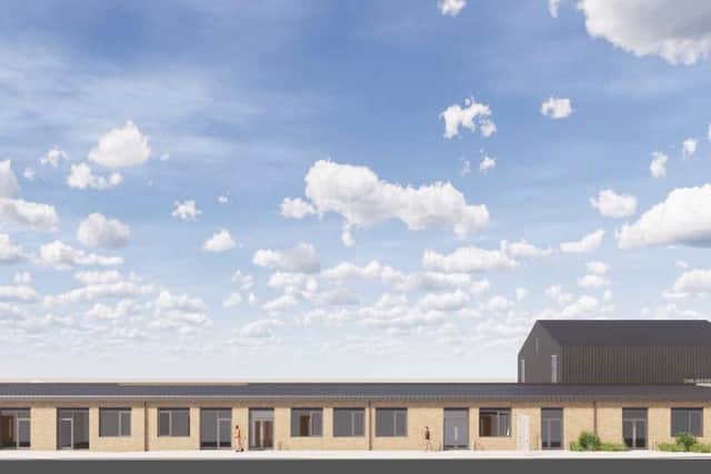 A side view of the planned new school.