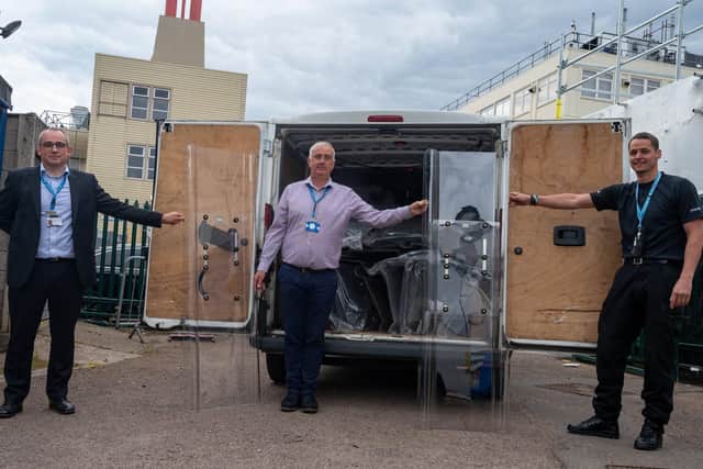 Police riot shields are on their way to make protective screens for Northamptonshire's NHS. Photo: Northamptonshire Police