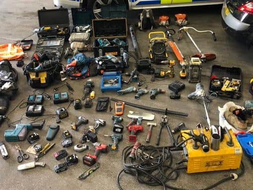 Police are attempting to reunite this haul of stolen tools with owners. Photos: Northamptonshire Police
