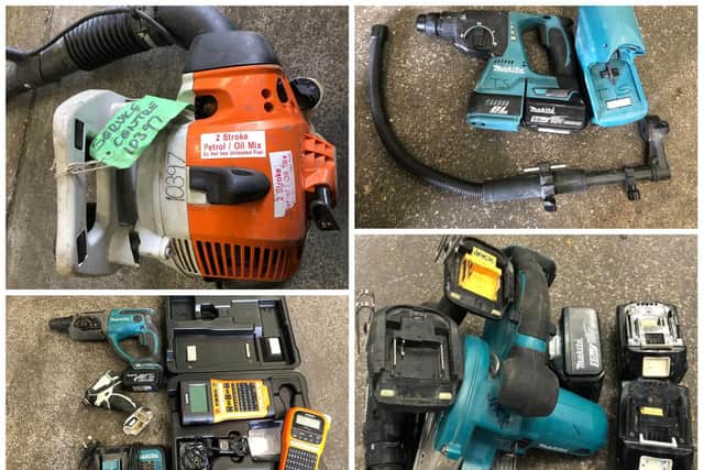 Many of the recovered tools are marked with names or lnitials