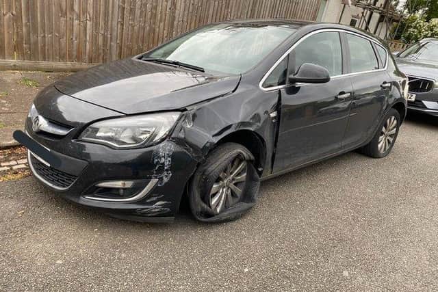 Police used a stinger to stop the Astra on Wellingborough Road in Northampton. PhotoL: Northamptonshire Police