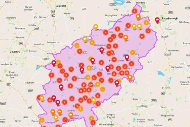 Northamptonshire's Safer Streets map as of June 12.
