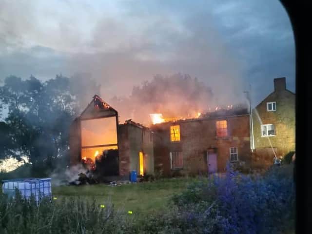 The fire in Sudborough. Credit: Corby Fire Station.