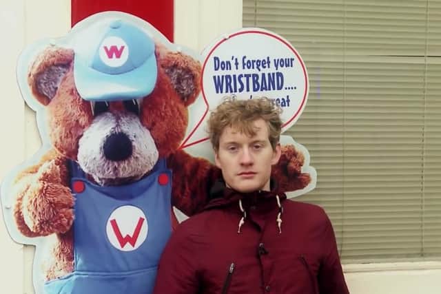 James with the legendary Wicky Bear