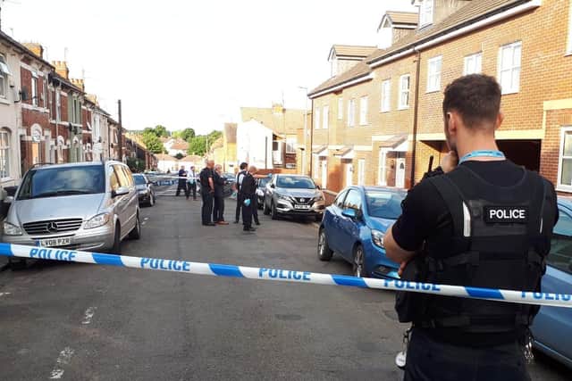 Police in Russell Street tonight.