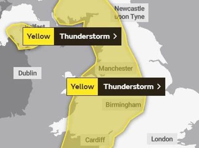 Today's Met Office weather warning covers the west of Northamptonshire