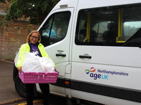 Annika pictured before heading out to deliver groceries to Age UK's elderly clients.