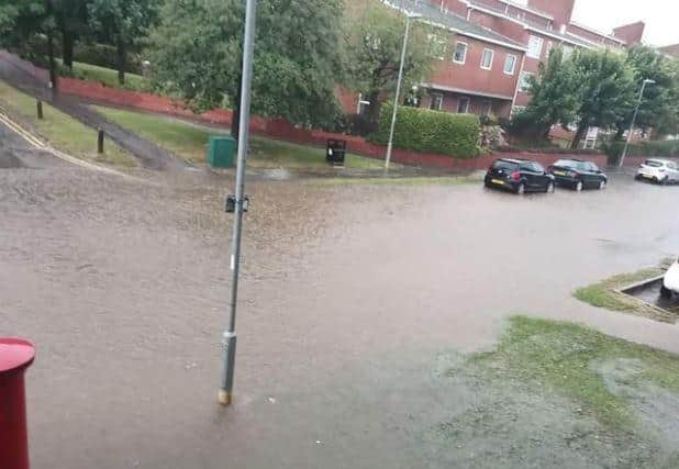Drains were unable to cope with last night's deluge in Kettering. Credit: Lorna Tilley