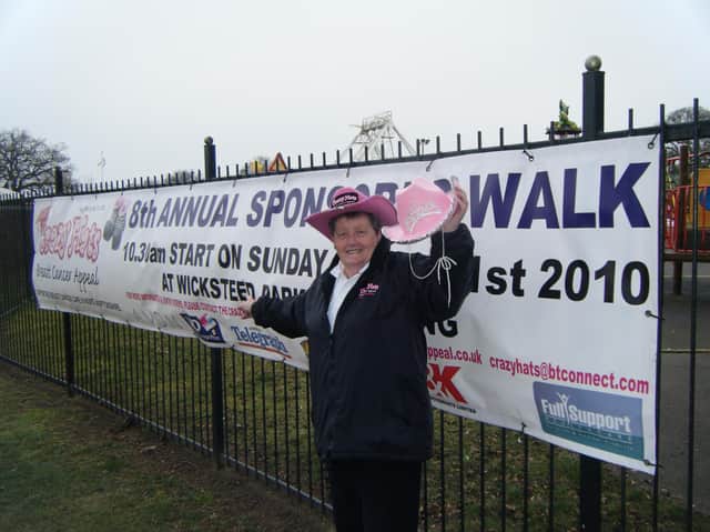 Glennis Hooper at Wicksteed Park for the Crazy Hats walk back in 2010