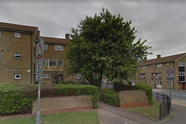Two properties were raided in Broadmead Court on Wednesday