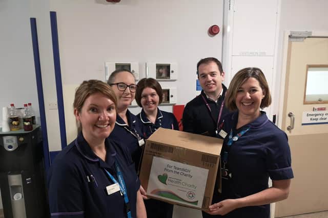 The ED team pictured after receiving their kindness box.