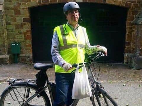 Rev Coles with his bike