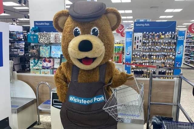 Wicky Bear was collecting money from the public in Tesco