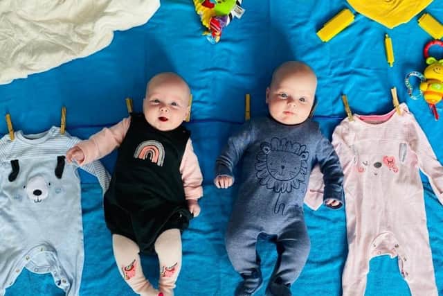 The twins dry on the washing line!