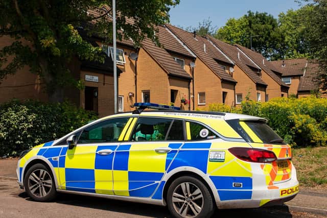 Police at the scene in Littlewood Close. Photo: Leila Coker.