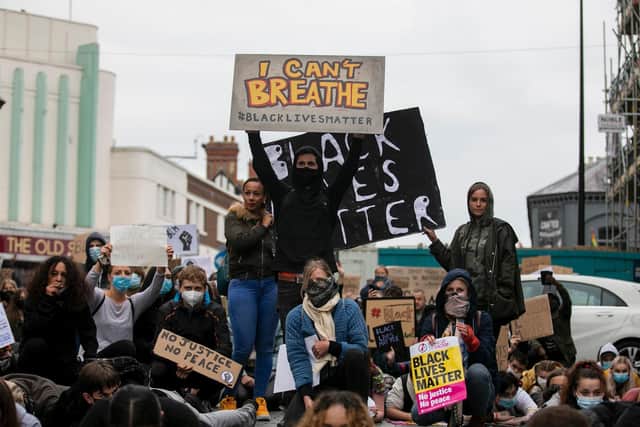 Protesters at the Black Lives Matter demonstration in Northampton town centre on June 3. Photo: Leila Coker