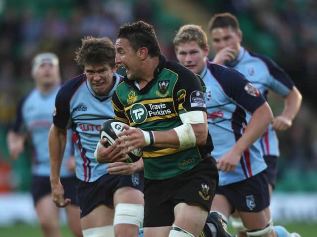 Current Saints forwards coach Phil Dowson in action against Bedford during a Franklin's Gardens friendly in August 2009