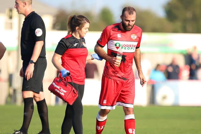 Gary Stohrer had to be withdrawn late on due to cramp after putting in a big shift in the Poppies midfield on his return from injury