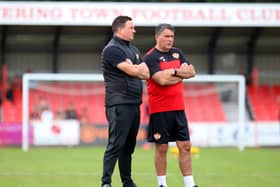 John Ramshaw (right) and boss Paul Cox are hoping to guide Kettering Town into the first round proper of the FA Cup for the first time in 10 years this weekend. Picture by Peter Short