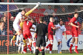Kettering Town and Buxton meet again tonight after drawing 2-2 at Latimer Park on Saturday. Picture by Peter Short