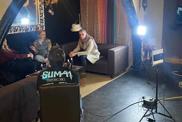 On set during filming.