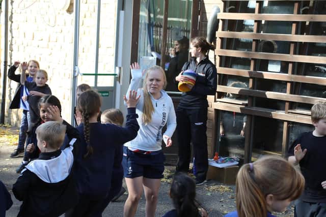 High fives during the warm-up